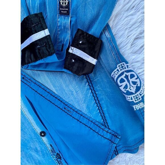 Roar By Buckle SZ XL Men’s Commander Vintage Blue Wash Shirt - Picture 8 of 12